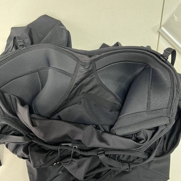 City Chic Plus S 16 Swimsuit Elba Tankini Top Off The Shoulder Ruched Black - Picture 13 of 15